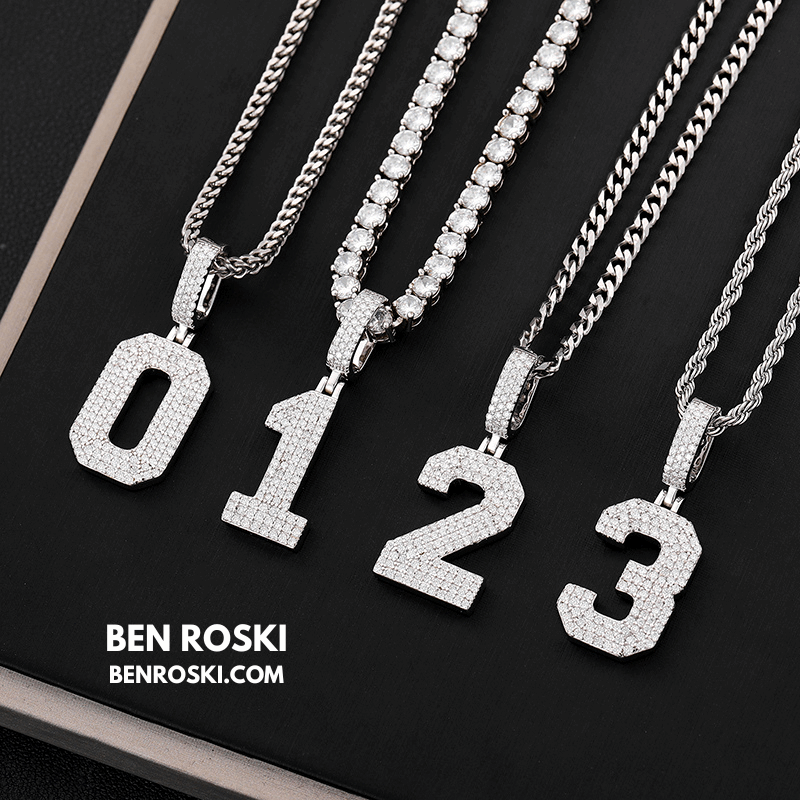 Custom Number Pendant Sterling Silver, Gold, or Rose Gold | VVS Moissanite | GRA Certified