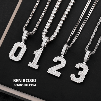 Custom Number Pendant Sterling Silver, Gold, or Rose Gold | VVS Moissanite | GRA Certified