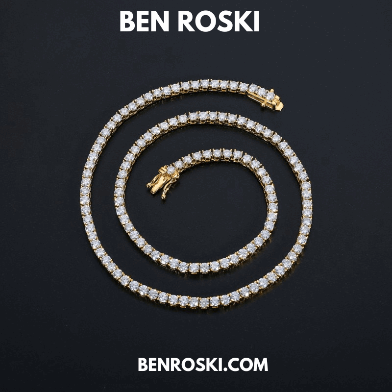 Moissanite Tennis Chain Necklace – 4MM Sterling Silver, Gold & Rose Gold | VVS1 Moissanite | GRA Certified