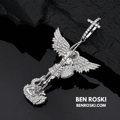Archangel Michael Pendant – 77MM Height |  VVS1 Moissanite | GRA Certified