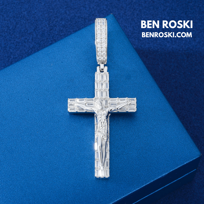 Jesus Crucifix Cross Pendant – 63MM Height |  VVS1 Moissanite | GRA Certified