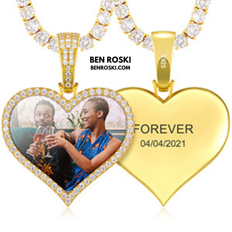 Custom Heart Photo Pendant Sterling Silver, Gold, or Rose Gold | vvs Moissanites | Personalized