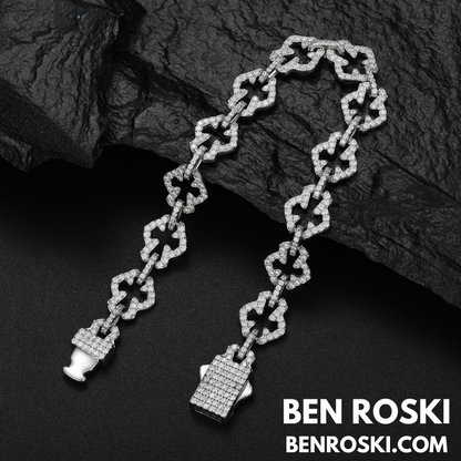 Moissanite Clover Link Bracelet Sterling Silver, Gold & Rose Gold | VVS Moissanite | GRA Certified