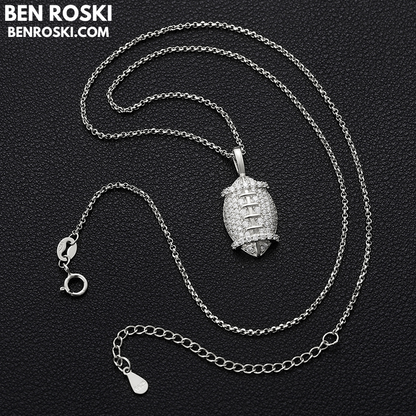 Moissanite Football Pendant Necklace Sterling Silver, Gold, or Rose Gold | VVS Moissanite | GRA Certified