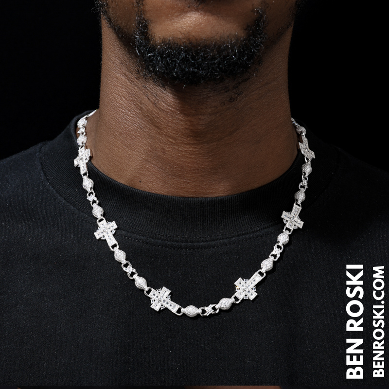 Cross Link Moissanite Necklace Sterling Silver, Gold & Rose Gold | GRA Certified