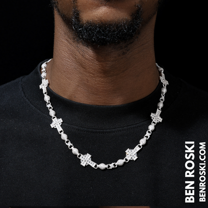 Cross Link Moissanite Necklace Sterling Silver, Gold & Rose Gold | GRA Certified