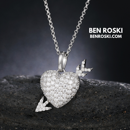 Heart Arrow Moissanite Pendant Sterling Silver, Gold & Rose Gold | VVS Moissanite | GRA Certified