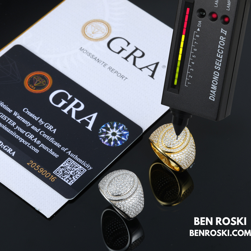 Round Micro-Pavé Moissanite Ring Sterling Silver, Gold & Rose Gold | VVS Moissanite | GRA Certified