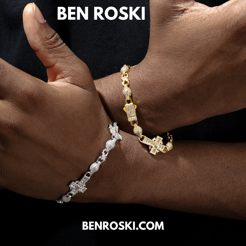 Moissanite Cross Link Bracelet Sterling Silver, Gold, or Rose Gold | VVS Moissanite | GRA Certified