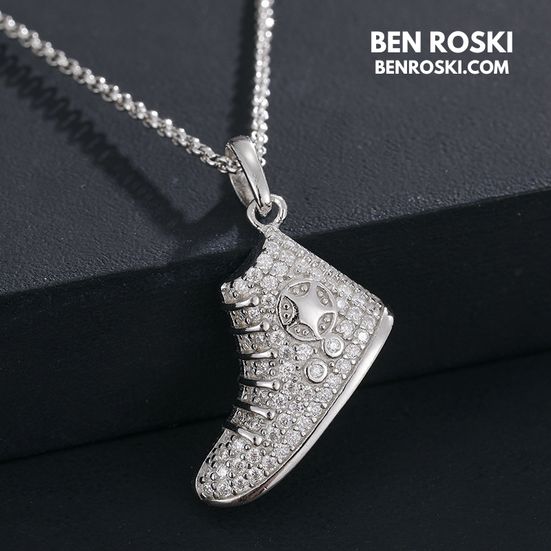 Sneaker Pendant Sterling Silver or Gold / Rose Gold Plated | VVS Moissanite | GRA Certified