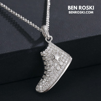 Sneaker Pendant Sterling Silver or Gold / Rose Gold Plated | VVS Moissanite | GRA Certified