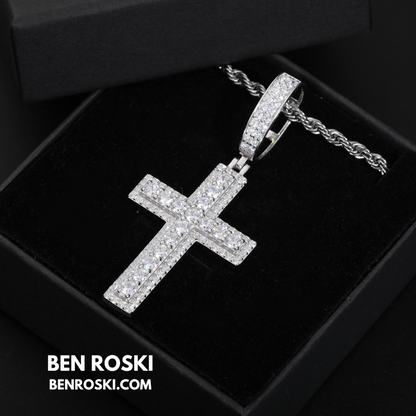 Moissanite Cross Pendant Sterling Silver, Gold & Rose Gold | VVS Moissanite | GRA Certified