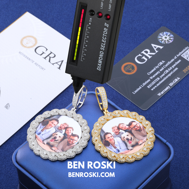 Custom Moissanite Photo Pendant Sterling Silver or Gold/Rose Gold Plated | VVS Moissanite | GRA Certified