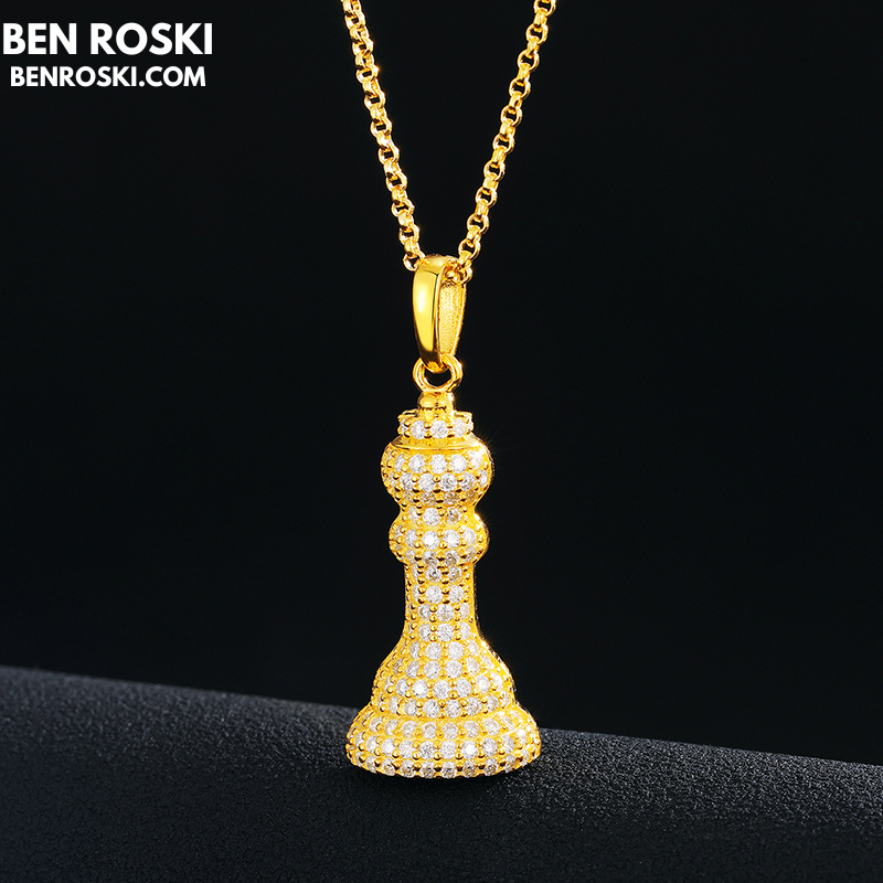 Moissanite Chess Piece Pendant Sterling Silver, Gold, or Rose Gold | VVS1 Moissanite | GRA Certified