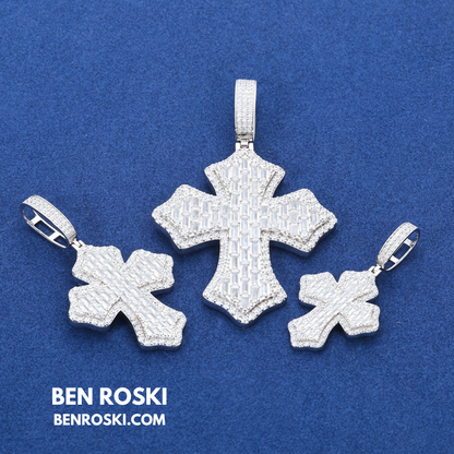 Moissanite Cross Pendant Sterling Silver or Gold & Rose Gold Plated | VVS Moissanite | GRA Certified