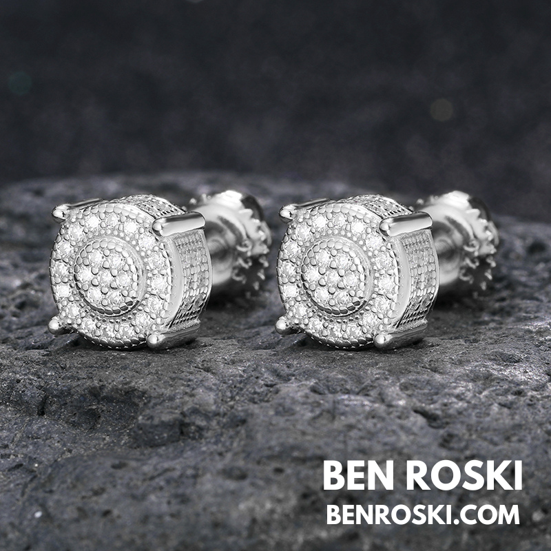 Round Cluster Stud Earrings Sterling Silver, Gold, or Rose Gold | VVS Moissanite | GRA Certified