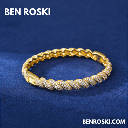 Baguette Moissanite Open Bangle Sterling Silver, Gold Plated & Rose Gold Plated over 925 Silver | GRA Certified