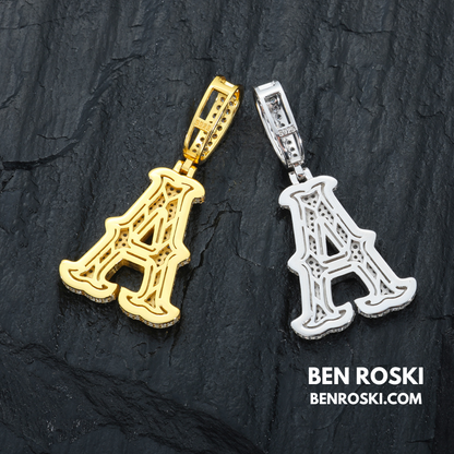 Iced-Out Moissanite Initial Pendant Sterling Silver | Gold, Silver & Rose Gold | VVS Moissanite | GRA Certified