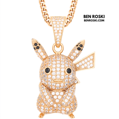Iced-Out Pikachu Moissanite Pendant – Sterling Silver | Gold, Silver & Rose Gold | GRA Certified