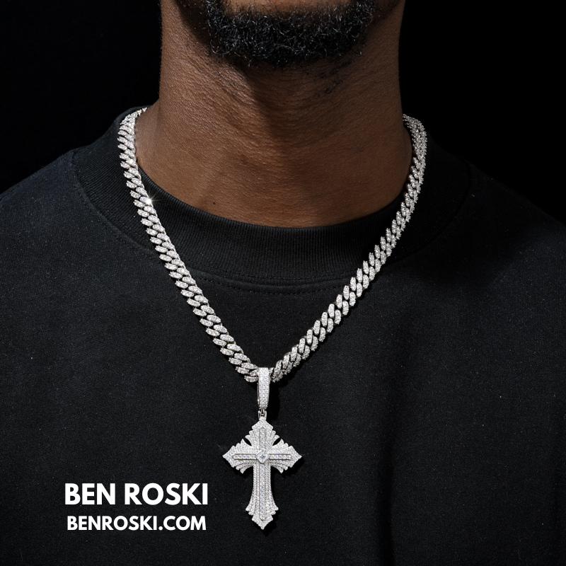 Moissanite Cross Pendant Sterling Silver, Gold, or Rose Gold | VVS Moissanite | GRA Certified