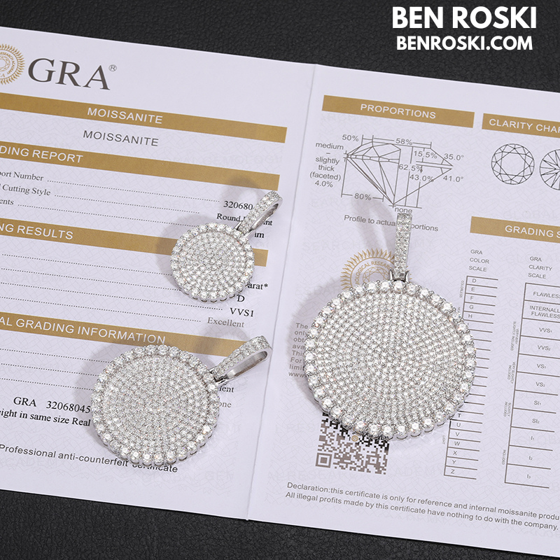 Round Cluster Moissanite Pendant Sterling Silver, Gold & Rose Gold | VVS Moissanite | GRA Certified