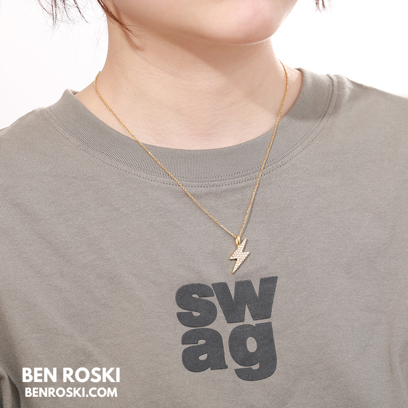 Lightning Bolt Moissanite Pendant | Sterling Silver, Gold & Rose Gold | GRA Certified