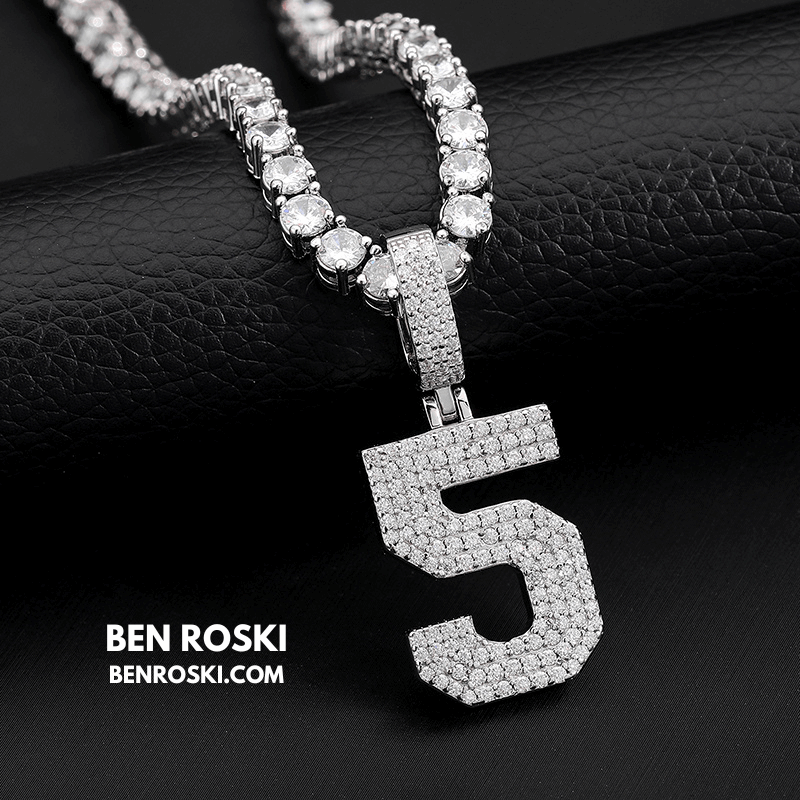 Custom Number Pendant Sterling Silver, Gold, or Rose Gold | VVS Moissanite | GRA Certified