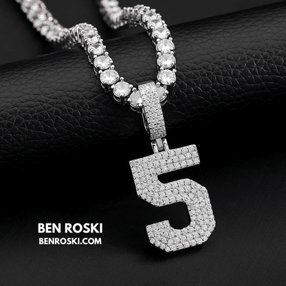 Custom Number Pendant Sterling Silver, Gold, or Rose Gold | VVS Moissanite | GRA Certified