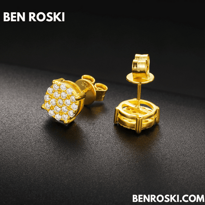 Round Cluster Stud Earrings – VVS1 Moissanite | GRA Certified