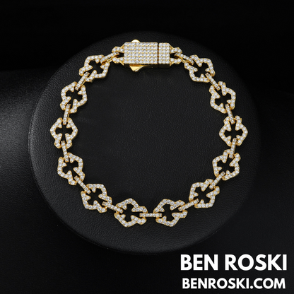 Moissanite Clover Link Bracelet Sterling Silver, Gold & Rose Gold | VVS Moissanite | GRA Certified