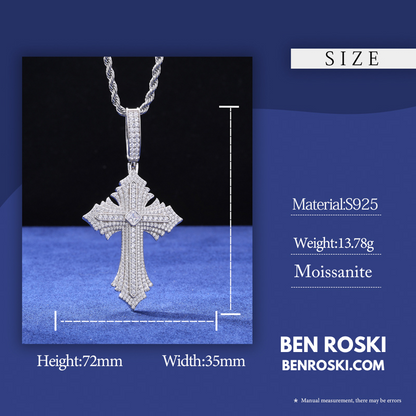 Moissanite Cross Pendant Sterling Silver, Gold, or Rose Gold | VVS Moissanite | GRA Certified
