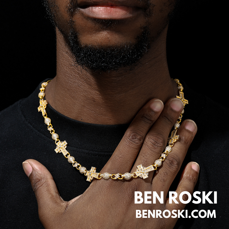 Cross Link Moissanite Necklace Sterling Silver, Gold & Rose Gold | GRA Certified