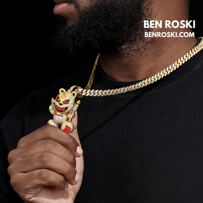 Evil Teddy Bear Pendant Sterling Silver or Gold / Rose Gold Plated | VVS Moissanite | GRA Certified