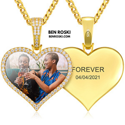 Custom Heart Photo Pendant Sterling Silver, Gold, or Rose Gold | vvs Moissanites | Personalized