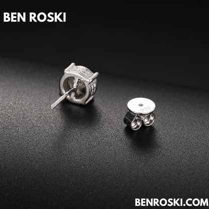 Round-Cut Moissanite Stud Earrings Sterling Silver or Gold / Rose Gold Plated | GRA Certified