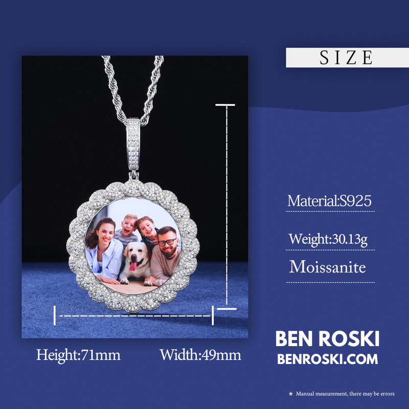 Custom Moissanite Photo Pendant Sterling Silver or Gold/Rose Gold Plated | VVS Moissanite | GRA Certified