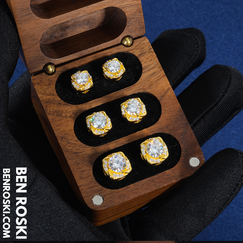 Moissanite Halo Stud Earrings Sterling Silver or Gold/Rose Gold Plated | VVS Moissanite | GRA Certified