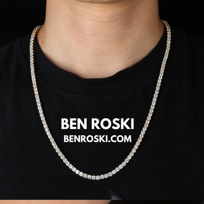 Moissanite Tennis Chain Necklace 3MM Sterling Silver, Gold & Rose Gold | VVS1 Moissanite | GRA Certified