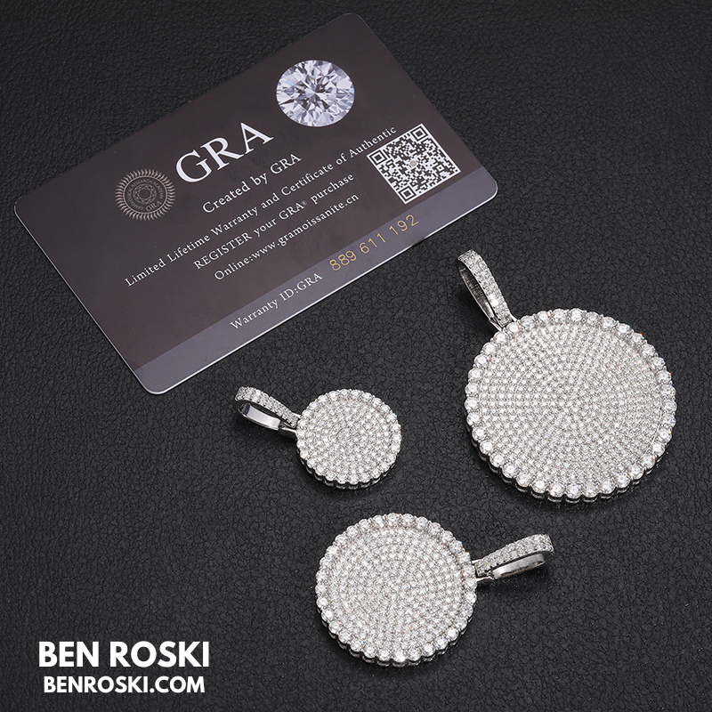 Round Cluster Moissanite Pendant Sterling Silver, Gold & Rose Gold | VVS Moissanite | GRA Certified