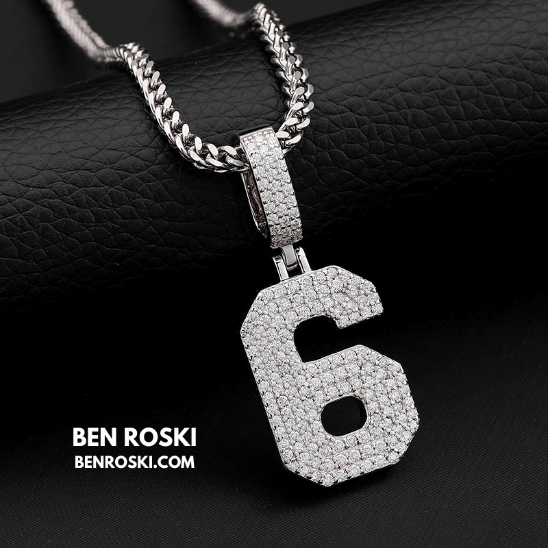 Custom Number Pendant Sterling Silver, Gold, or Rose Gold | VVS Moissanite | GRA Certified