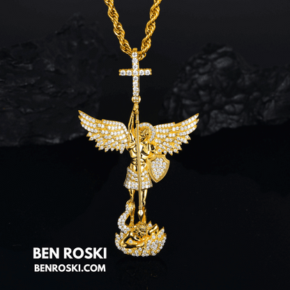 Archangel Michael Pendant – 77MM Height |  VVS1 Moissanite | GRA Certified