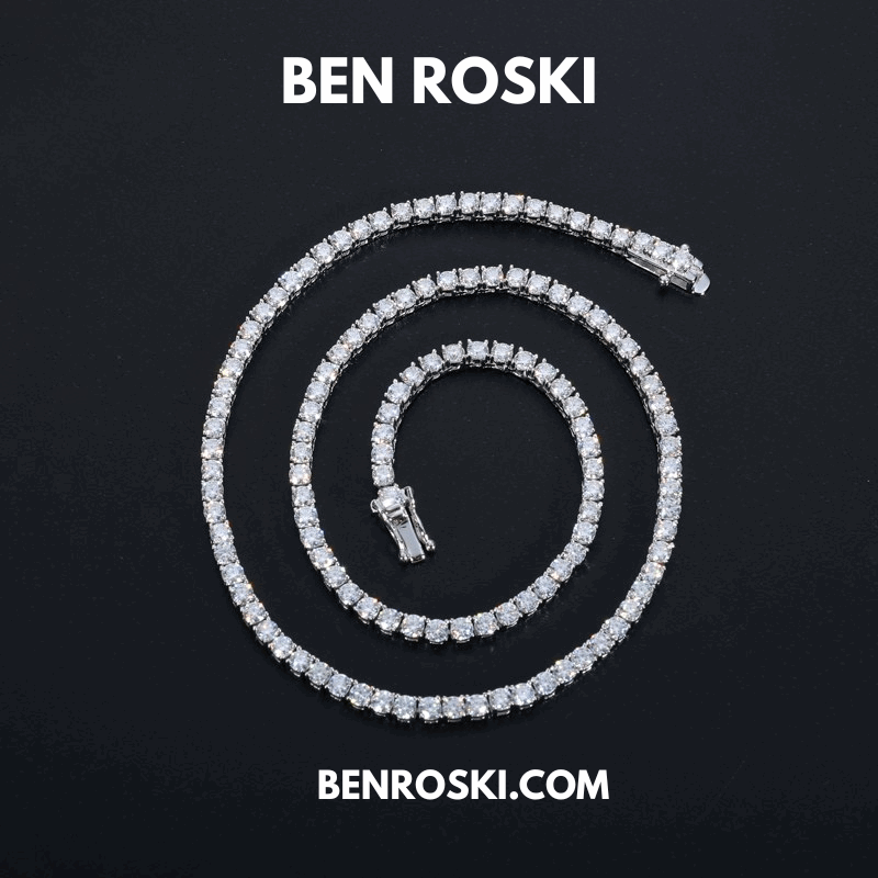 Moissanite Tennis Chain Necklace – 4MM Sterling Silver, Gold & Rose Gold | VVS1 Moissanite | GRA Certified