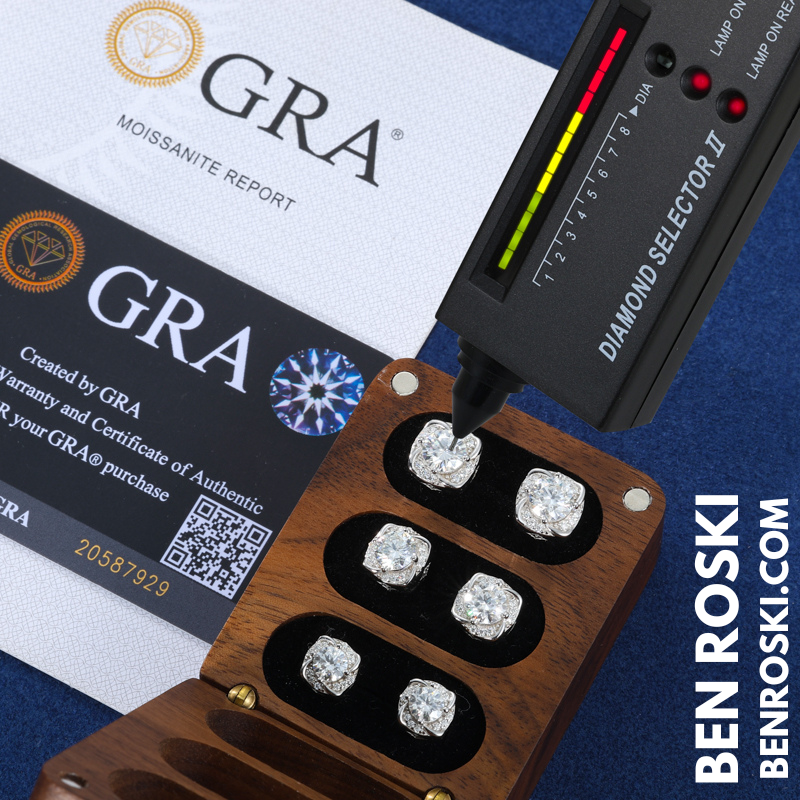 Moissanite Halo Stud Earrings Sterling Silver or Gold/Rose Gold Plated | VVS Moissanite | GRA Certified