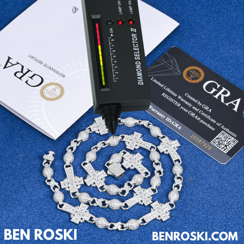 Cross Link Moissanite Necklace Sterling Silver, Gold & Rose Gold | GRA Certified