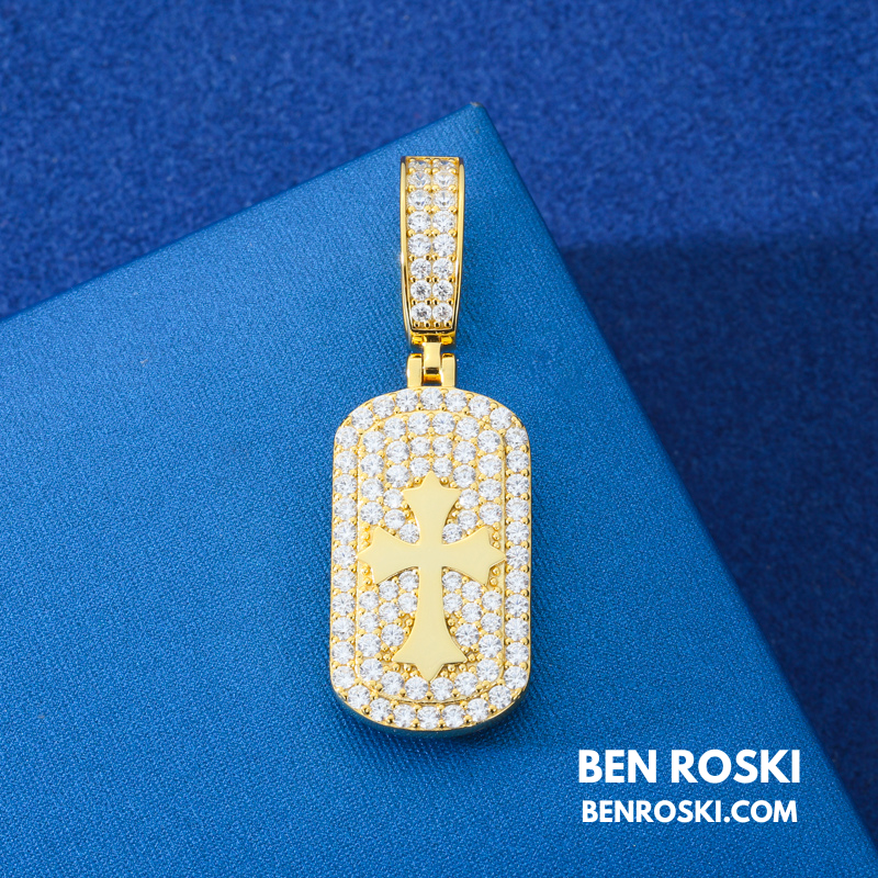 Iced-Out Dollar Sign Pendant sterling Silver or Gold Plated | VVS Moissanite | GRA Certified