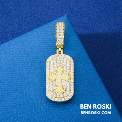 Iced-Out Dollar Sign Pendant sterling Silver or Gold Plated | VVS Moissanite | GRA Certified