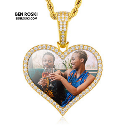 Custom Heart Photo Pendant Sterling Silver, Gold, or Rose Gold | vvs Moissanites | Personalized