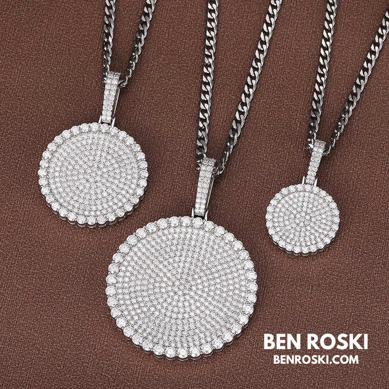 Round Cluster Moissanite Pendant Sterling Silver, Gold & Rose Gold | VVS Moissanite | GRA Certified