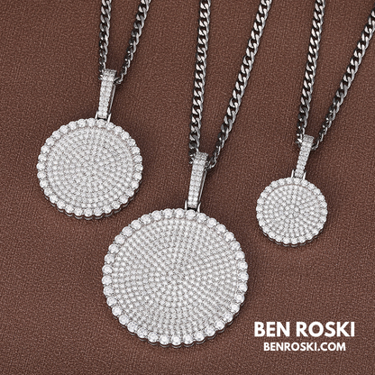 Round Cluster Moissanite Pendant Sterling Silver, Gold & Rose Gold | VVS Moissanite | GRA Certified