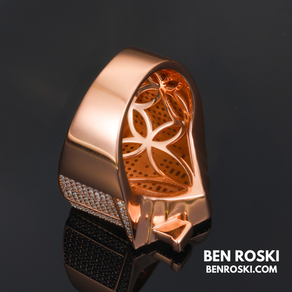 Iced-Out Roman Numeral Mansion Ring Sterling Silver or Gold/Rose Gold Plated | VVS Moissanite | GRA Certified